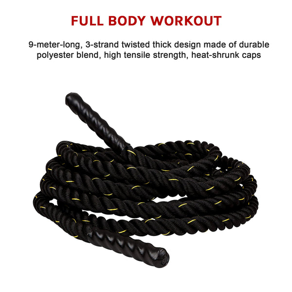 Battle Rope Dia 3.8Cm X 9M Length Poly Exercise Workout Strength Training Skip Jump Ropes