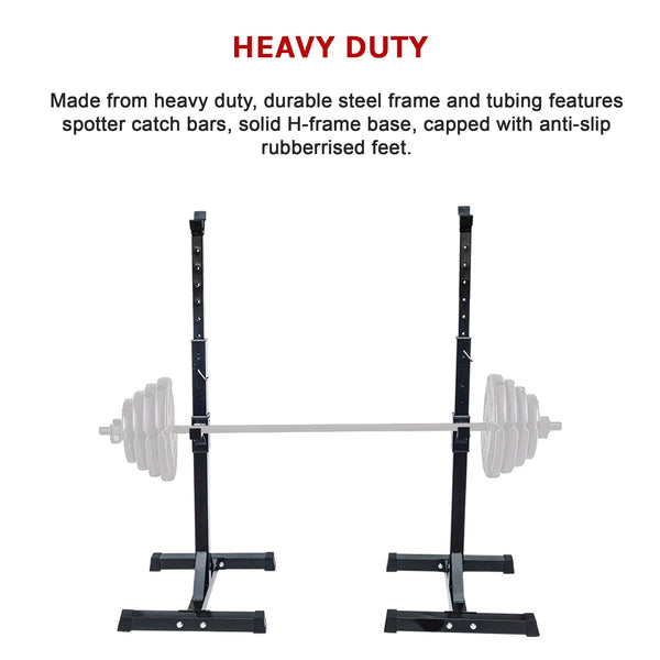 Pair Of Squat Rack Sturdy Steel Barbell Bench Press Stands Gym / Home Barbells & Attachments