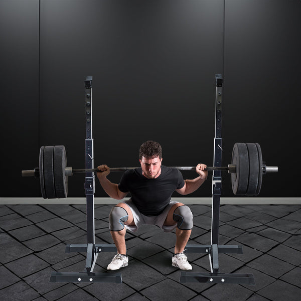 Pair Of Squat Rack Sturdy Steel Barbell Bench Press Stands Gym / Home Barbells & Attachments
