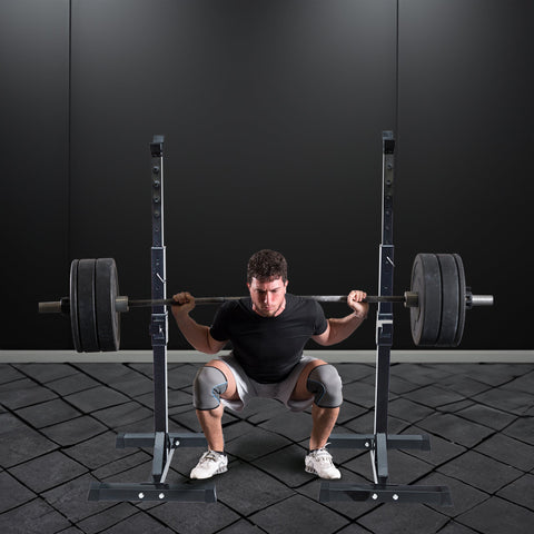 Pair Of Squat Rack Sturdy Steel Barbell Bench Press Stands Gym / Home Barbells & Attachments