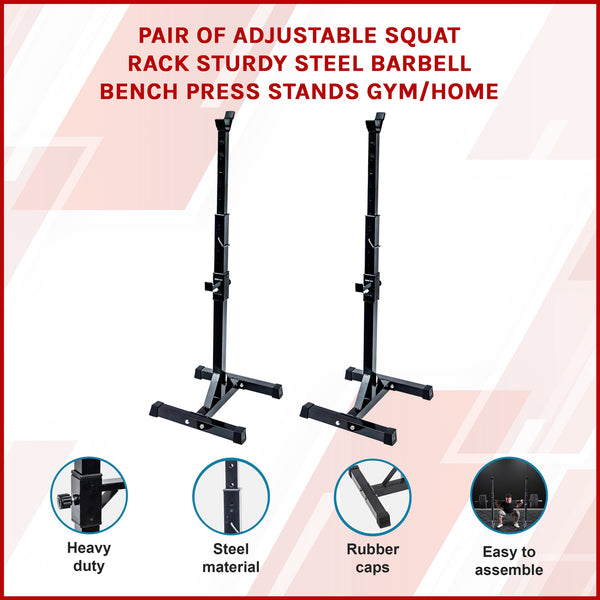 Pair Of Squat Rack Sturdy Steel Barbell Bench Press Stands Gym / Home Barbells & Attachments