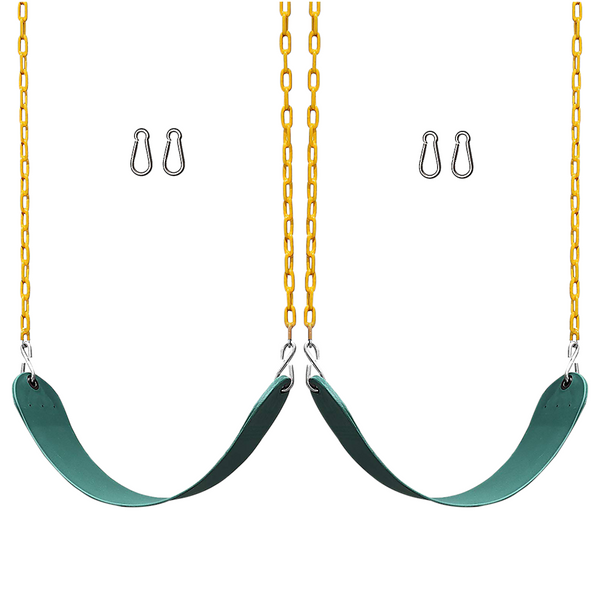 2 Pack Swings Seats Heavy Duty 66" Chain Plastic Coated Playground Outdoor Swings