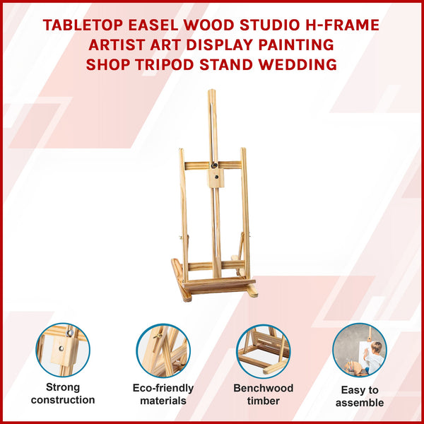 Tabletop Easel Wood Studio H Frame Artist Display Painting Shop Tripod Stand Wedding Easels