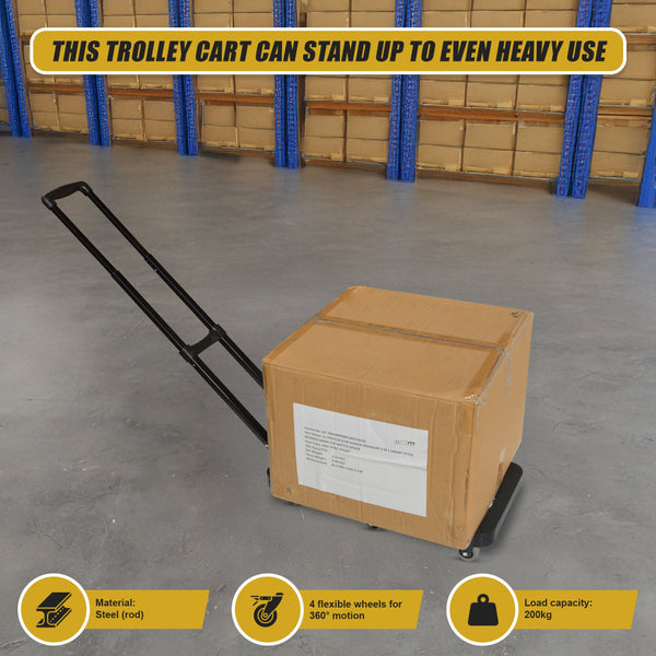 Foldable Hand Flatbed Trolley Cart 6 X 360 Degree Rotating Wheels With Maximum Load 200Kg Tool & Equipment Trolleys