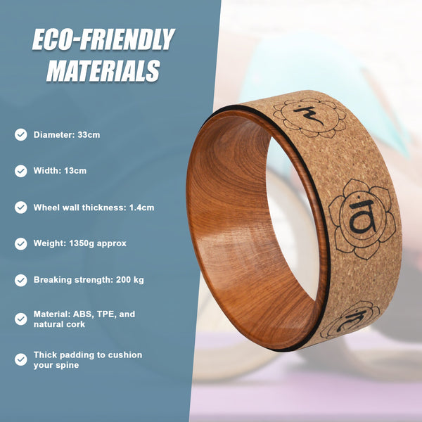 Yoga Pilates Wheel Cork Circle Prop Back Chest Hips Abdomen Stretch Roller Yoga Props