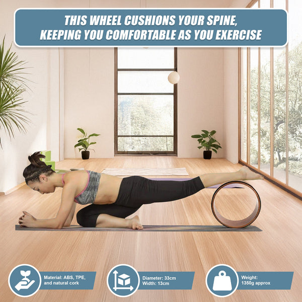 Yoga Pilates Wheel Cork Circle Prop Back Chest Hips Abdomen Stretch Roller Yoga Props