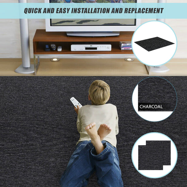5M2 Box Of Premium Commercial Domestic Office Heavy Use Flooring Charcoal Carpet Tiles