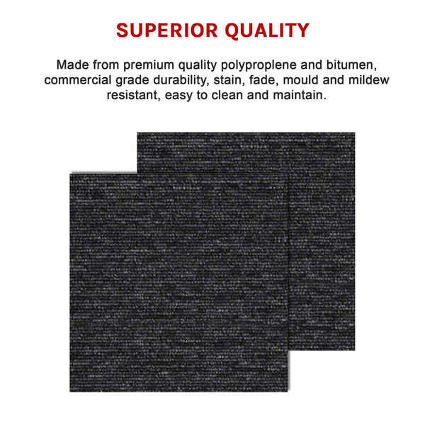 5M2 Box Of Premium Commercial Domestic Office Heavy Use Flooring Charcoal Carpet Tiles