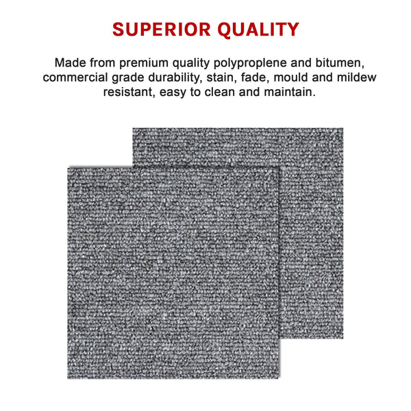 5M2 Box Of Premium Commercial Domestic Office Heavy Use Flooring Grey Carpet Tiles