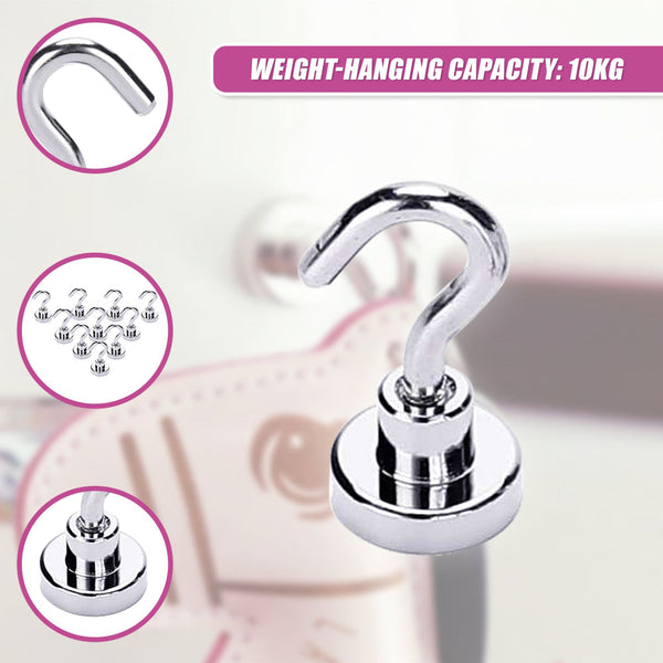Strong Rare Earth N38 Neodymium Magnetic Hanger Holder 10Kg Hooks 10Pcs Wall Hooks & Hangers