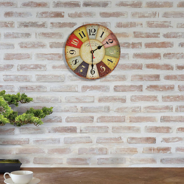 Large Colourful Wall Clock Kitchen Office Retro Timepiece Wall Clocks