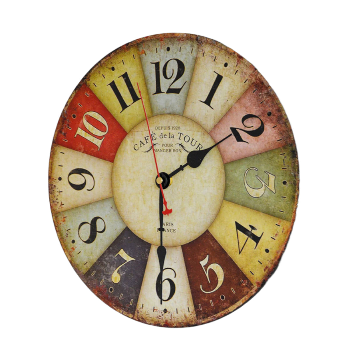Large Colourful Wall Clock Kitchen Office Retro Timepiece Wall Clocks