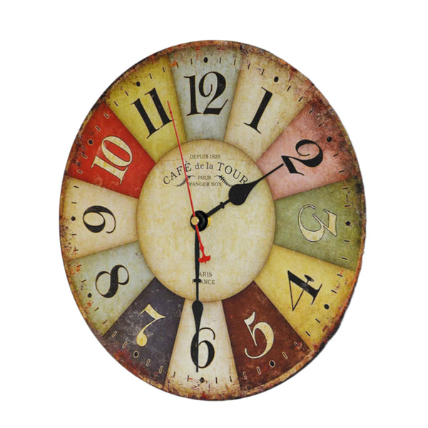 Large Colourful Wall Clock Kitchen Office Retro Timepiece Wall Clocks