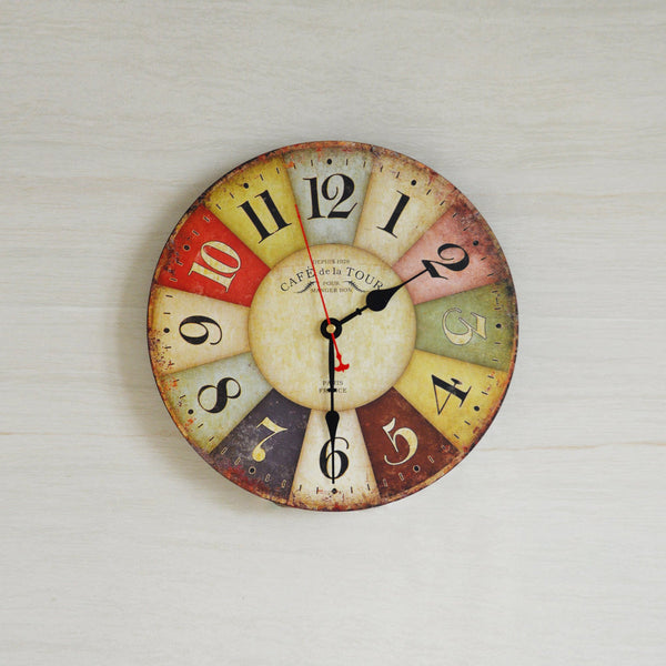 Large Colourful Wall Clock Kitchen Office Retro Timepiece Wall Clocks