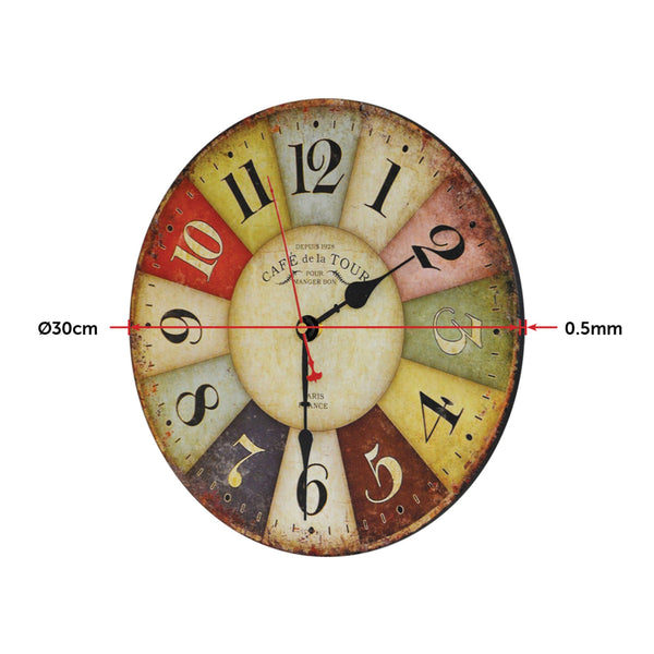 Large Colourful Wall Clock Kitchen Office Retro Timepiece Wall Clocks