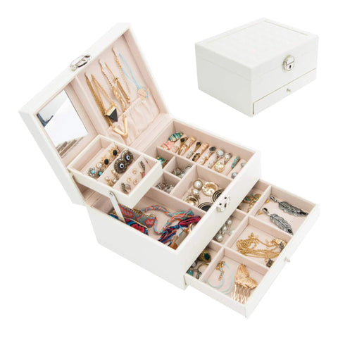 Veile Studios Jewellery Storage Box Girls Rings Necklaces Display Organiser Case Cream Jewellery Holders & Organisers