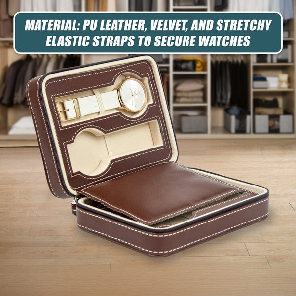 4 Watch Box Display Travel Case Pu Leather Boxes & Cases
