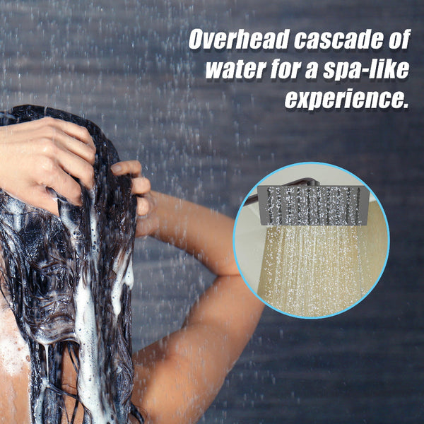 200Mm Shower Head Square 304Ss Electroplated Matte Black Finish Shower Heads & Combos