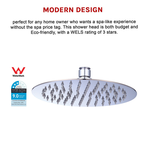 200Mm Shower Head Round 304Ss Polished Chrome Finish Shower Heads & Combos