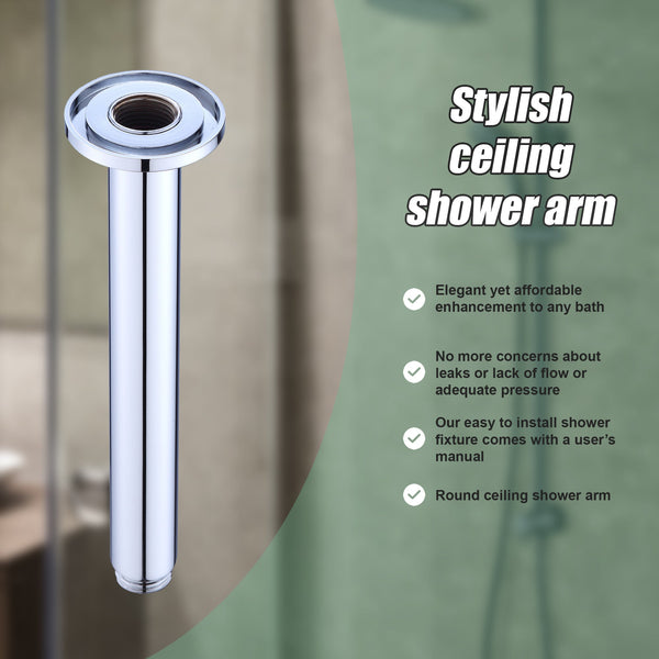 Shower Head Arm Wall Connector Round Bathroom Rainforest Showerhead Shower Heads & Combos