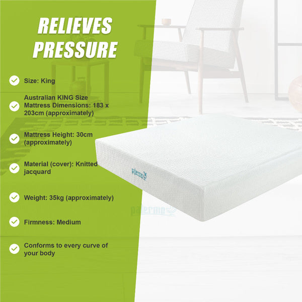 King Mattress 30Cm Memory Foam Green Tea Infused Certipur Mattresses