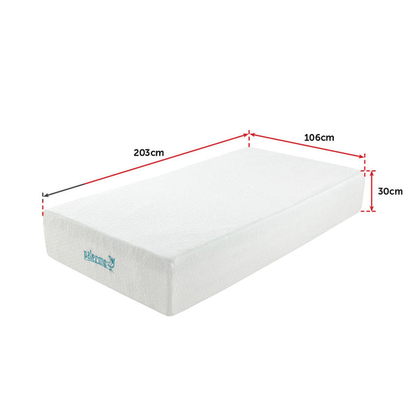 King Single Mattress 30Cm Memory Foam Green Tea Infused White Mattresses