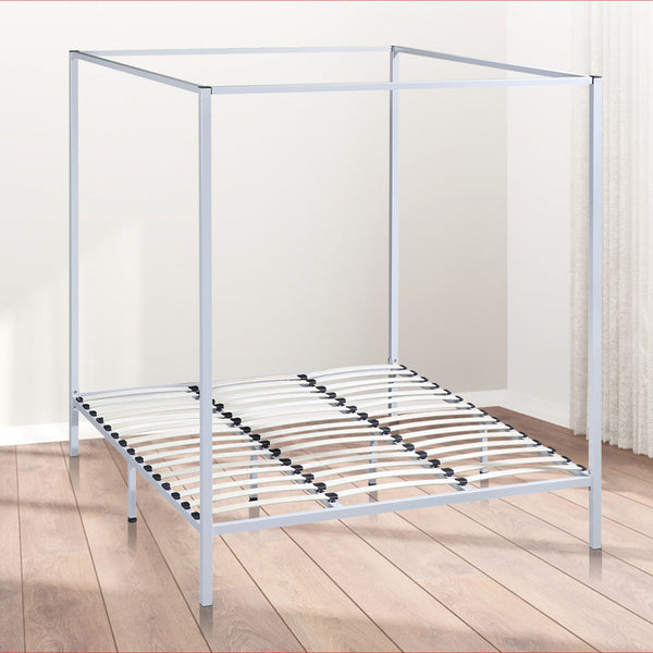 Four Poster King Bed Frame Cream Metal For Mattress King Bed Frames