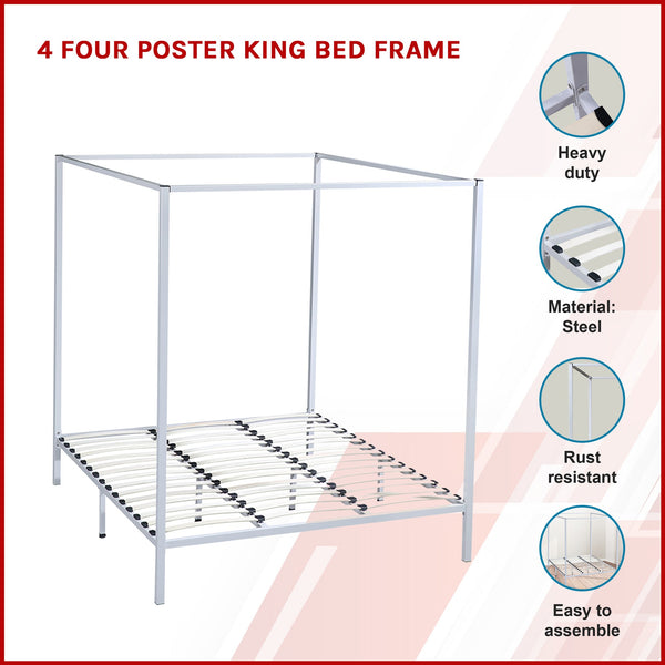 Four Poster King Bed Frame Cream Metal For Mattress King Bed Frames