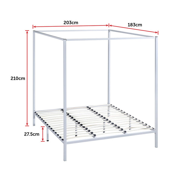 Palermo Four Poster King Bed Frame Cream Metal For Mattress King Bed Frames