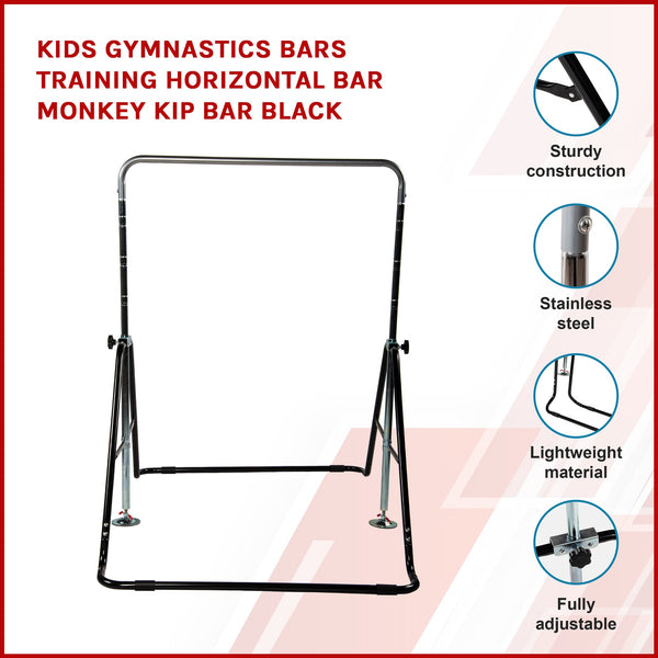 Kids Gymnastics Bars Training Horizontal Monkey Kip Black Balance Beams