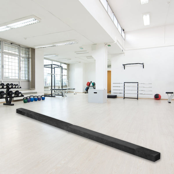 2.2M Gymnastics Folding Balance Beam Black Synthetic Suede Balance Beams