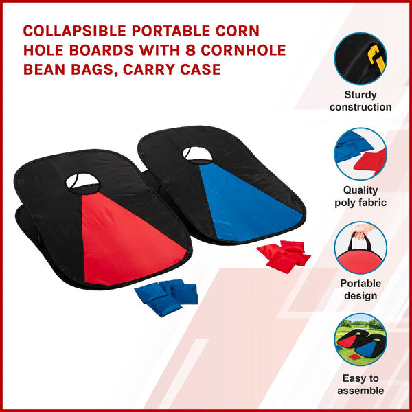 Collapsible Corn Hole Boards With 8 Cornhole Bean Bags Carry Case Lawn Games