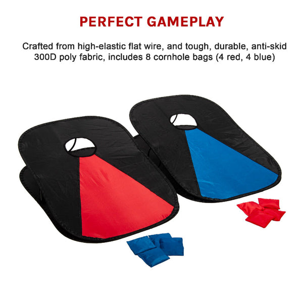 Collapsible Corn Hole Boards With 8 Cornhole Bean Bags Carry Case Lawn Games
