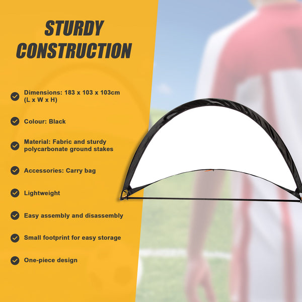 Pair Of Soccer Football Goals 180Cm Pop Up Portable Quick Set Soccer Goals