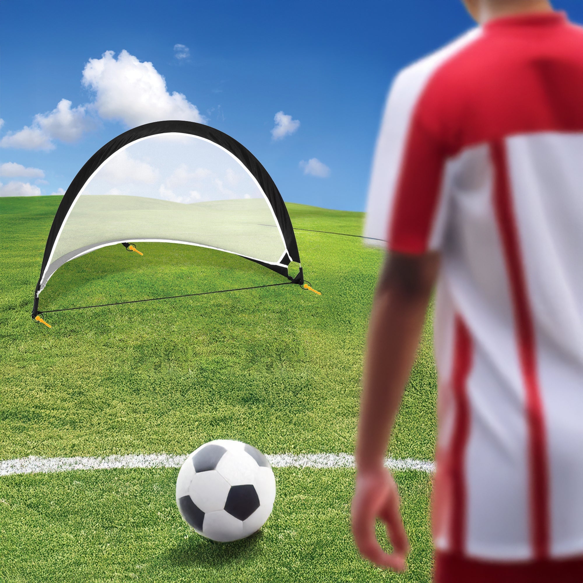 Pair Of Soccer Football Goals 180Cm Pop Up Portable Quick Set Soccer Goals