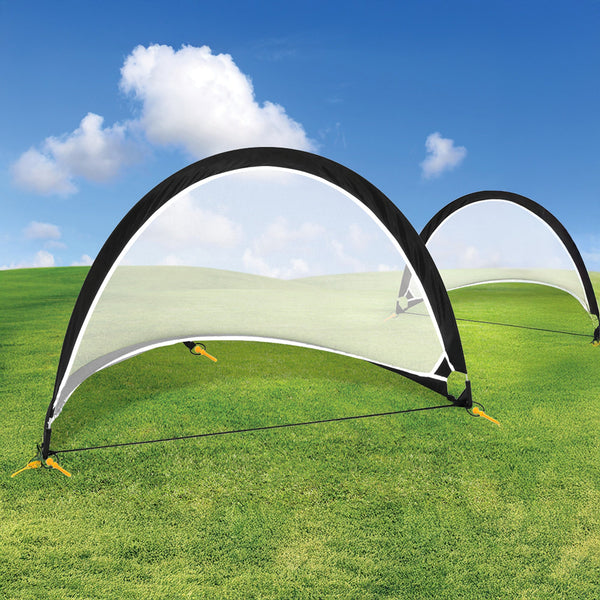 Pair Of Soccer Football Goals 180Cm Pop Up Portable Quick Set Soccer Goals