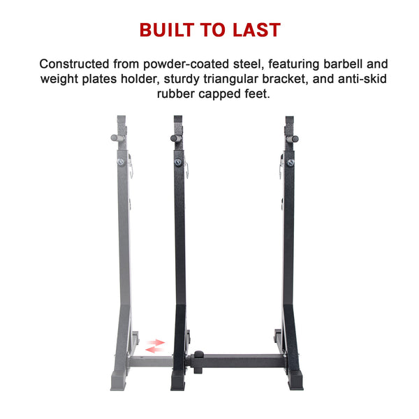 Commercial Squat Rack Adjustable Pair Fitness Exercise Weight Lifting Gym Barbell Stand Barbells & Attachments