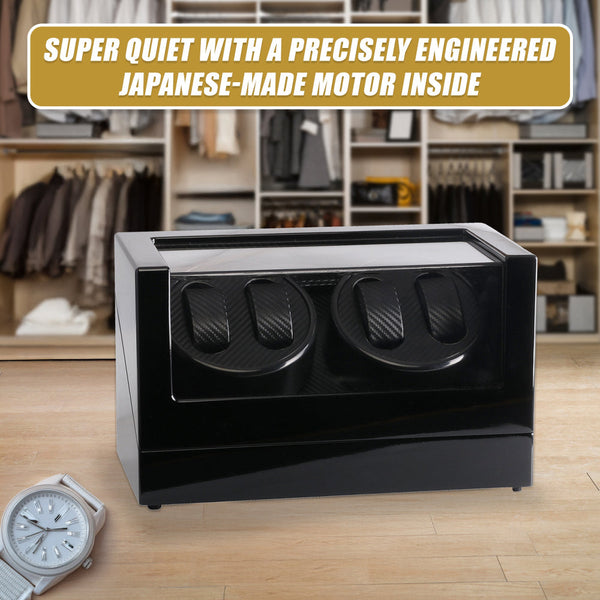 Automatic Quad Watch Winder Wood Display Box Case Motor Rotation Storage Watch Winders