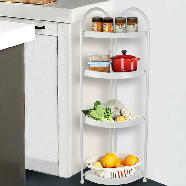 Shower Corner Shelf White Caddy Bathroom Organiser Storage Rack 4 Shelves