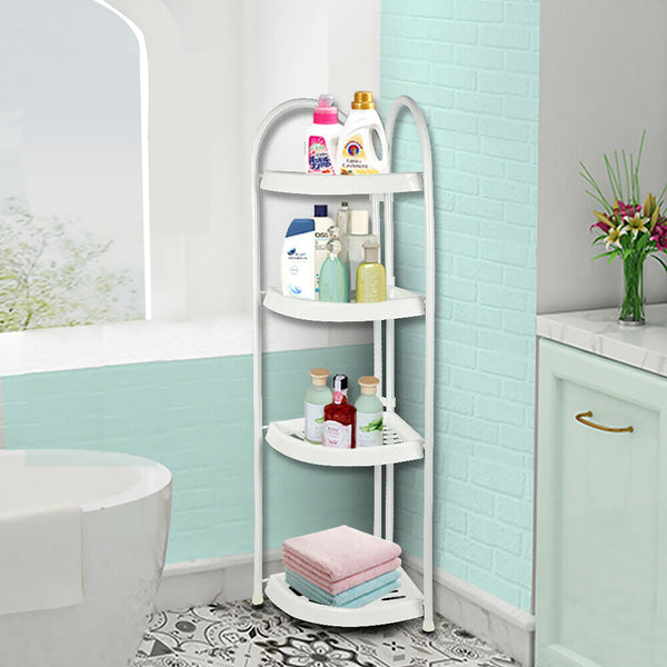 Shower Corner Shelf White Caddy Bathroom Organiser Storage Rack 4 Shelves