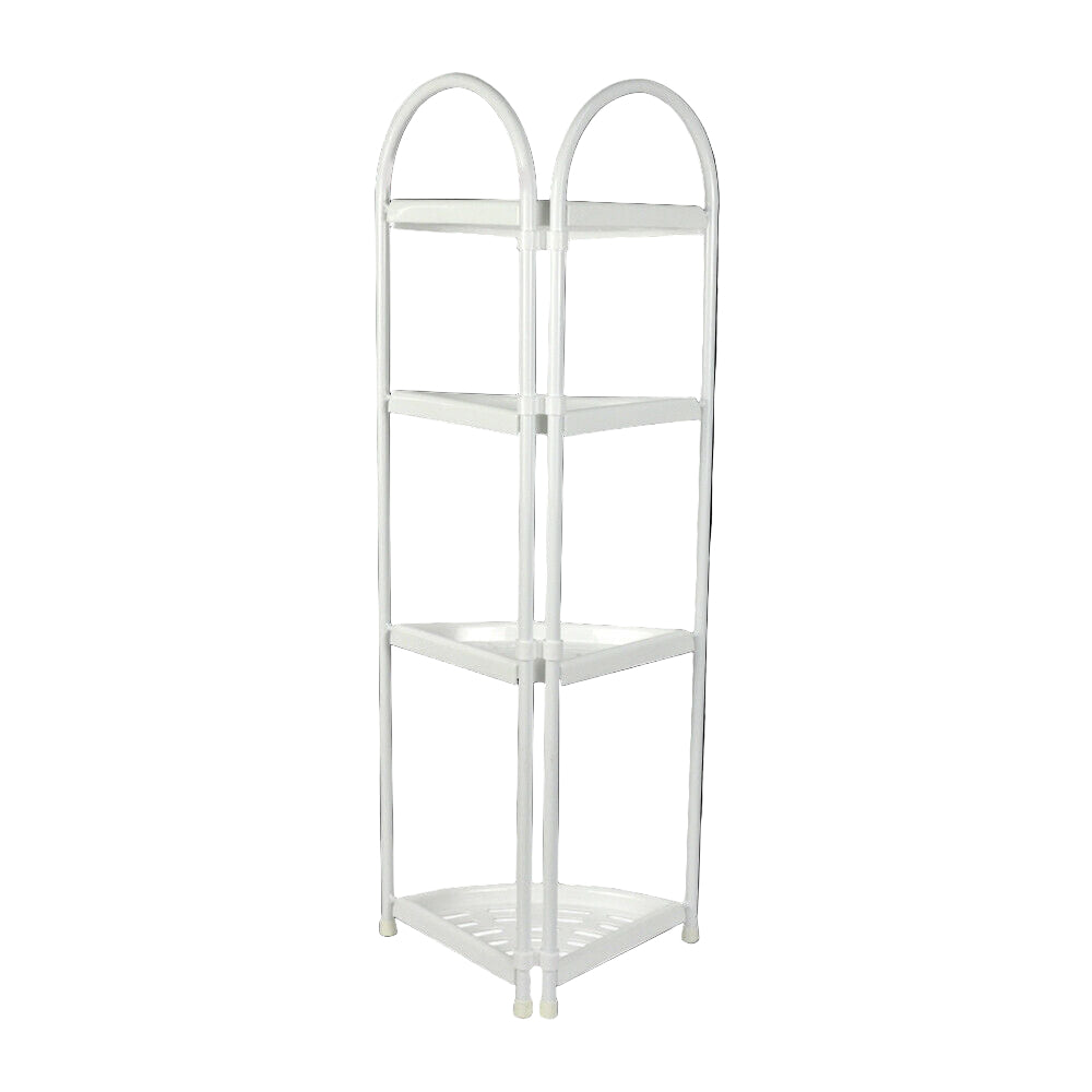 Shower Corner Shelf White Caddy Bathroom Organiser Storage Rack 4 Shelves