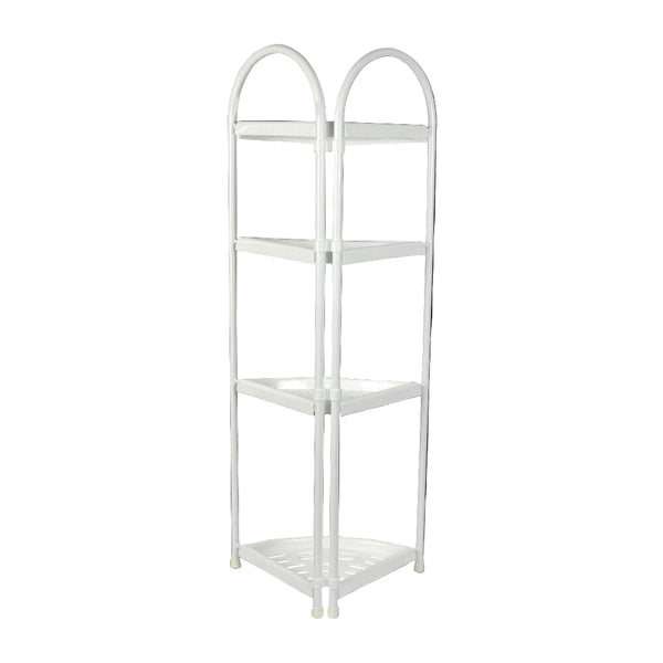 Shower Corner Shelf White Caddy Bathroom Organiser Storage Rack 4 Shelves