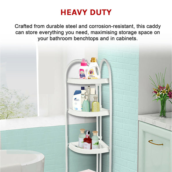 Shower Corner Shelf White Caddy Bathroom Organiser Storage Rack 4 Shelves