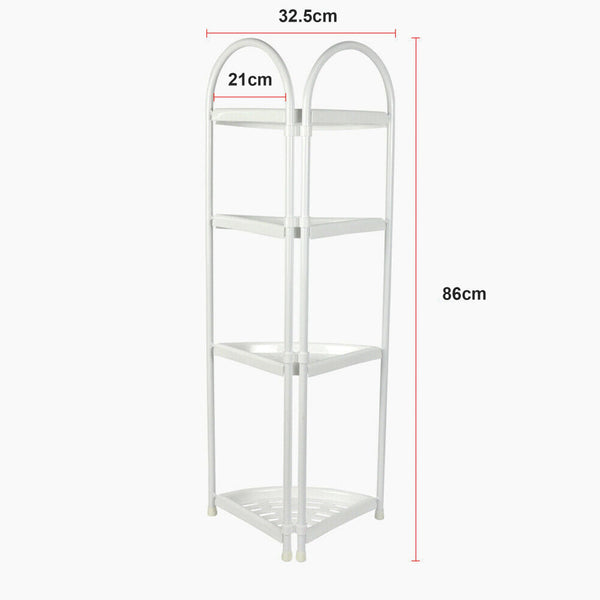 Shower Corner Shelf White Caddy Bathroom Organiser Storage Rack 4 Shelves