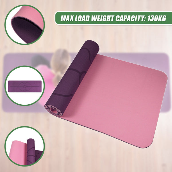 8Mm Tpe Yoga Mat Exercise Fitness Gym Pilates Non Slip Dual Layer Exercise Mats