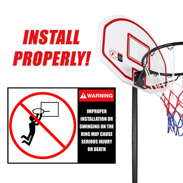 Basketball Ring Hoop Height Adjustable Portable Set Basketballs