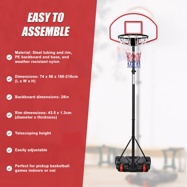 Basketball Ring Hoop Height Adjustable Portable Set Basketballs