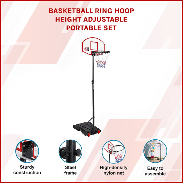 Basketball Ring Hoop Height Adjustable Portable Set Basketballs