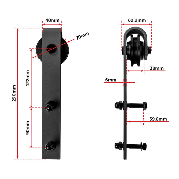 1.8M Sliding Barn Door Hardware Heavy Duty Sturdy Kit Sliding Door Hardware