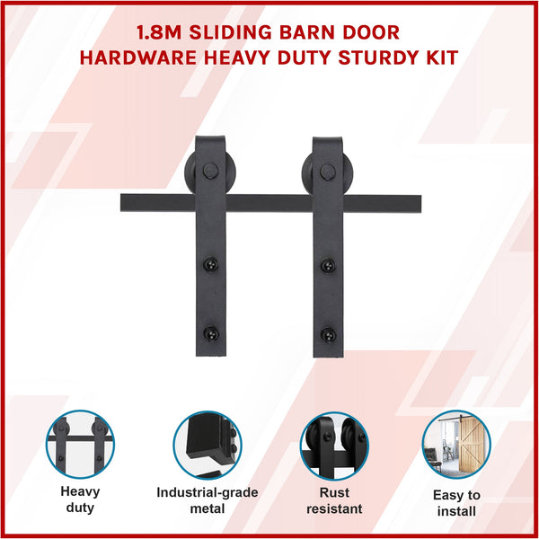 1.8M Sliding Barn Door Hardware Heavy Duty Sturdy Kit Sliding Door Hardware